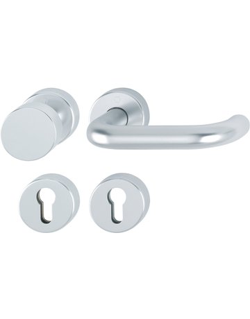 Bild HOPPE Wechselgarnitur Paris FS-58/42H/42HS/138, Rosette, Profilzylinder gelocht, Vierkant 9mm, DIN Links-Rechts, TS 45 - 65mm, Befestigungstechnik mit Stütznocken, silber, naturfarben, eloxiert-0