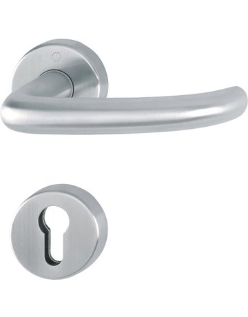 Bild HOPPE Drückergarnitur San Francisco FS-E1301/42H/42HS, Rosette, Profilzylinder gelocht, Vierkant 9mm, DIN Links-Rechts, TS 40 - 65mm, Befestigungstechnik mit Stütznocken, grau, edelstahl matt-0