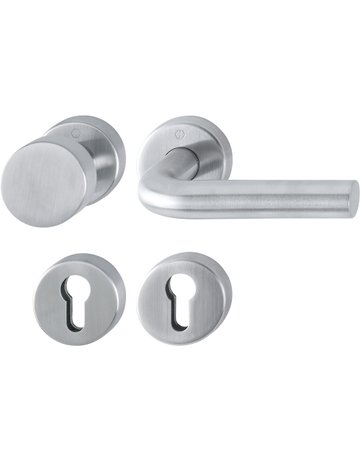 Bild HOPPE Wechselgarnitur Bonn FS-E58/42H/42HS/150, Rosette, Profilzylinder gelocht, Vierkant 9mm, DIN Links-Rechts, TS 40 - 65mm, Befestigungstechnik mit Stütznocken, grau, edelstahl matt-0