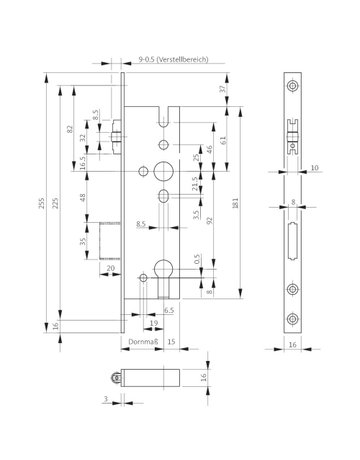 Bild Pendeltürschloss B 1300 PZ92/8, D30,F16x255ktg,ER - BKS-1