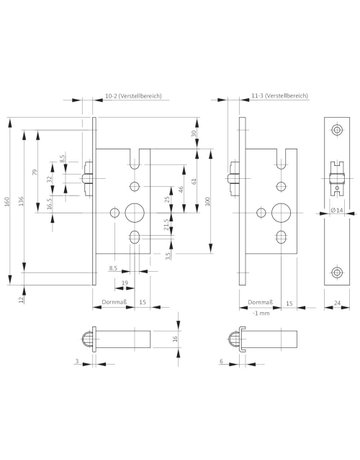 Bild Pendeltürschloss B 1305 UG, D35,F24x160ktg,ER - BKS-1