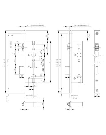 Bild Pendeltürschloss B 1315 PZ92, D25,F24x270ktg,ER - BKS-1