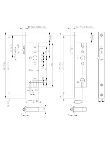 Bild Pendeltürschloss B 1325 PZ92, D40,F24x270ktg,ER - BKS-1