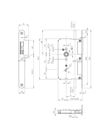Bild Panik-Treibriegelschloss B 2190 UG/9,D65,F24x235rd,ER,DR,FA-STV27 - BKS-3