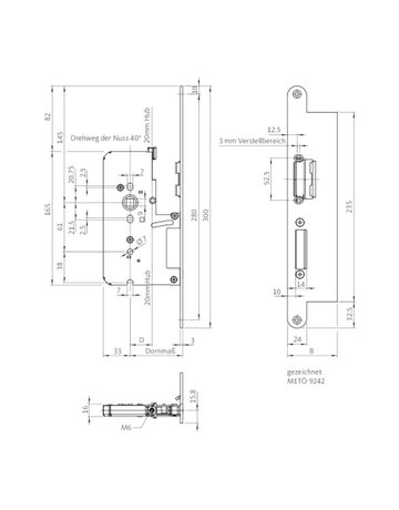 Bild Panik-Treibriegelschloss B 2392 AUTO UG/9,D80,o.Stulp,1VOR - BKS-2