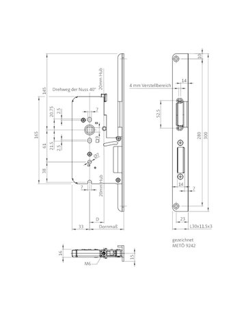 Bild Panik-Treibriegelschloss B 2392 AUTO UG/9,D80,o.Stulp,1VOR - BKS-3