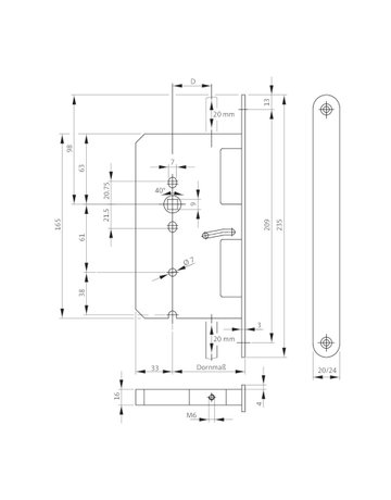 Bild Treibriegelschloss B 2495 UG/9,D80,F20x235rd,ER,AUTO - BKS-1