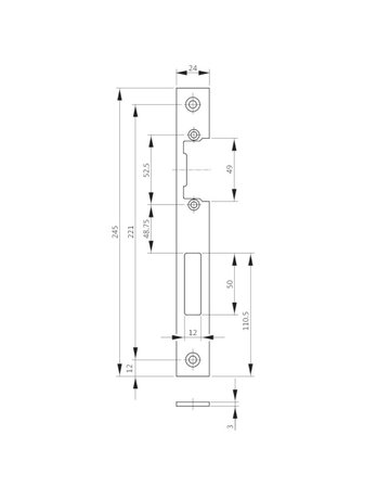 Bild Flachschließblech B 9000 DR,24x245x3 ktg,edelstahl - BKS-1