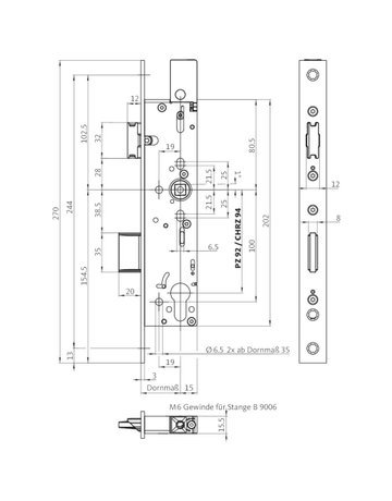 Bild PA-Einsteckschloss B-18340 PZ92/9,D40,F24x270ktg,ER,PAF-D,DL - BKS-1