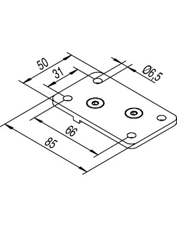 Bild Schiebetür-Deckenplatte,Aluminiumguss 150-02,zum Anschrauben,L85mm,B50mm - HELM-1