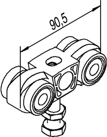 Bild OT-Doppelroll.wag.,für Falttüren,Edelst. 150-91,weiß rostfrei M10 x 55 - HELM-1
