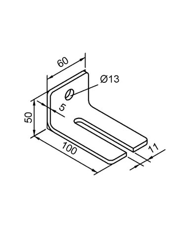 Bild Schiebetor-Doppelwandwinkel,104 WD,Stahl zum Anschrauben,L100mm,B60mm,H50mm - HELM-1