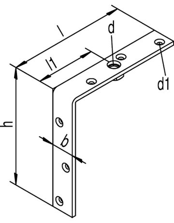 Bild ST-Tragwinkel,Stahl galvanisch verzinkt 495,f.Prof.-Nr.400,B35mm,H210mm,L200mm - HELM-1