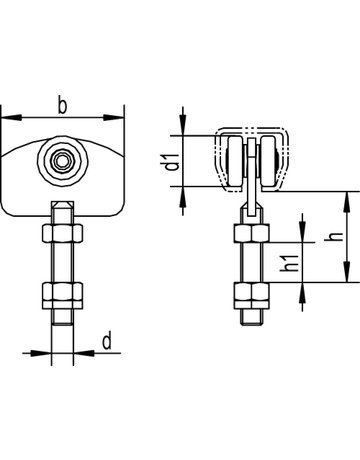 Bild Rollapp.,Ø 48, für Profür -Nr.500 509,1-paar.,L 110,z.Einhäng.,galv.verzinkt - HELM-1