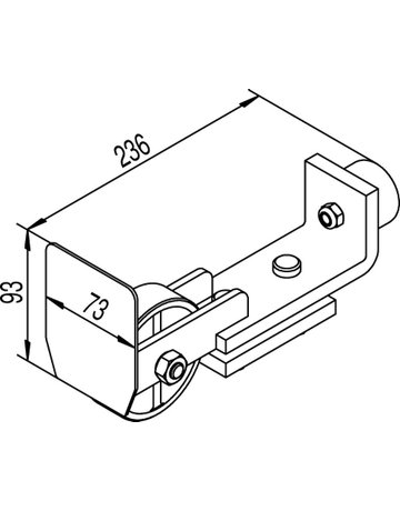 Bild Schiebetor-Auflaufrolle,m.Schien.endkap. 700 L,L236mm,Stahl,galvanisch verzinkt - HELM-1