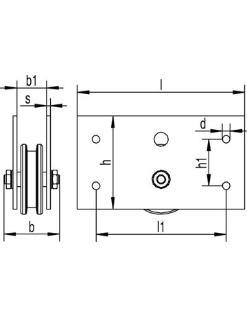 Bild Schiebetor-Rolle,mit Seitenplatten 886 SP,mit Kugellager,verz.bl.chromat. - HELM-1