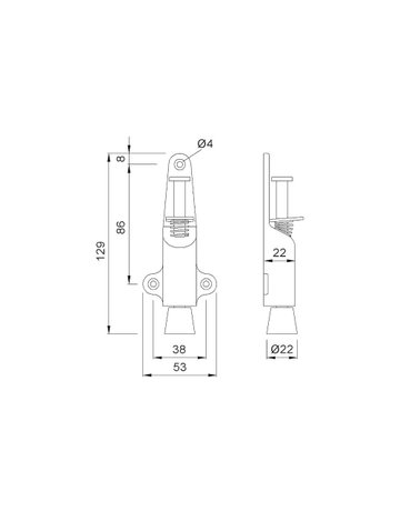 Bild OT-Türfeststeller, mit Tretbolzen, Hub 25mm, 1024, messing matt gebürstet - KWS-1