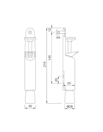 Bild OT-Türfeststeller, mit Tretbolzen, Hub 30mm, 1030, dunkelbraun einbrennlackiert - KWS-1
