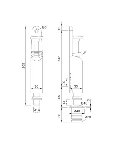 Bild OT-Türfeststeller, mit Tretbolzen, Hub 30mm, 1036, edelstahl geschliffen - KWS-1