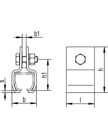 Bild Aufhängeklemme, Profil100,STA,galv.verz. 1108,L40mm,B36mm,H72,5mm,S3mm - HELM-1