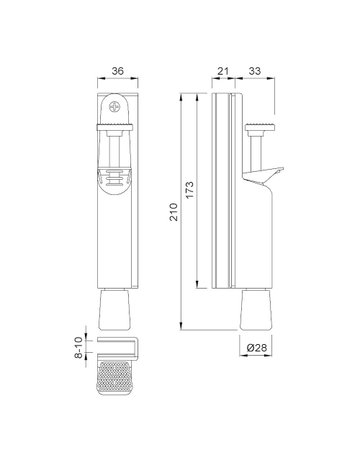 Bild OT-Türfeststeller, mit Tretbolzen, 1132, Hub 30mm, Edelstahl, edelstahl geschliffen - KWS-1