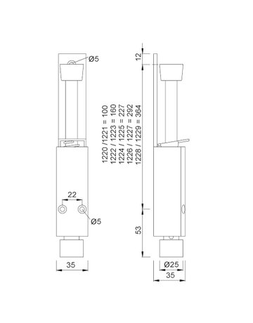 Bild KWS 1226 Türfeststeller 120mm Hub, Stopfen schwarz-1