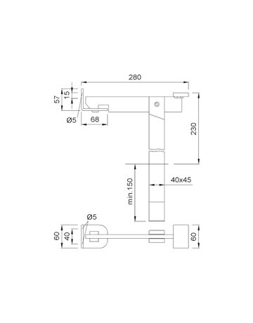 Bild Torfeststeller, 1315, mit Flachstahl, Stahl, B60mm, H230mm, L280mm - KWS-1