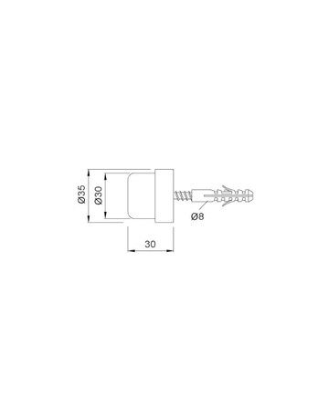 Bild Wandpuffer, mit einseitigem Gummipuffer, 2006, Ø 35mm, L 30mm, dunkelbraun - KWS-1