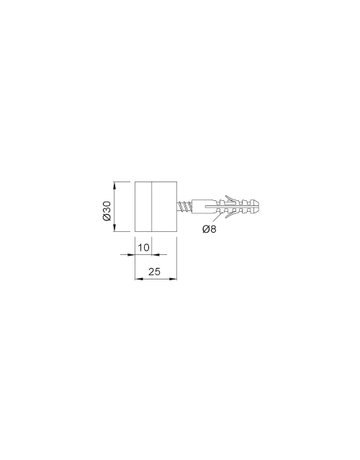 Bild Wandpuffer, mit Pufferkappe, 2008, Ø 30mm, L 25mm, messing - KWS-1