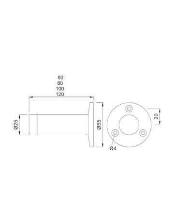 Bild Wandpuffer, mit Rosette, 2010, Ø 25mm, L 80mm, silberfarbig - KWS-1