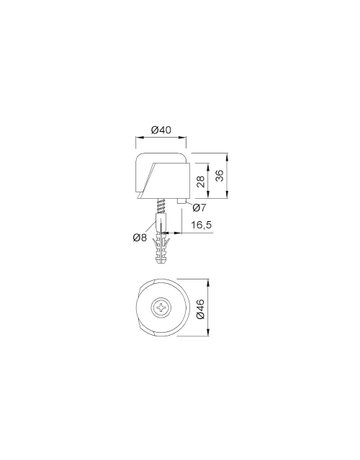 Bild Bodentürstopper, 2013, H 36mm, Ø 46mm, mit Verdrehs., Aluminium, dunkelbraun eloxiert gebei. - KWS-1
