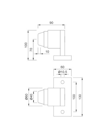 Bild Bodentürstopper, 2021, H 100mm, Ø 60mm, Stahl, stahl galvanisch verzinkt - KWS-1