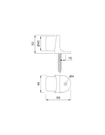 Bild Bodentürstopper, 2022, H 50mm, Aluminium, neusilberfarbig eloxiert - KWS-1