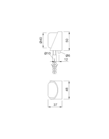 Bild Bodentürstopper, 2028, H 50mm, mit Verdrehs., Aluminium, silberfarbig einbrennlack. - KWS-1