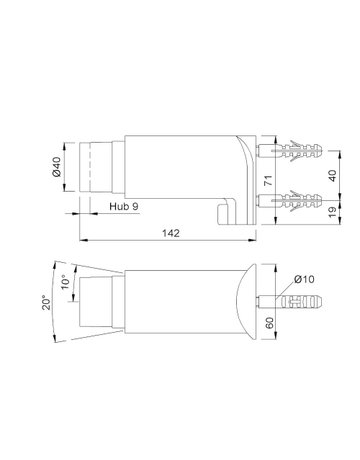 Bild Wandpuffer, mit gefedertem Gummipuffer, 2051, L 142mm, edelstahloptik - KWS-1