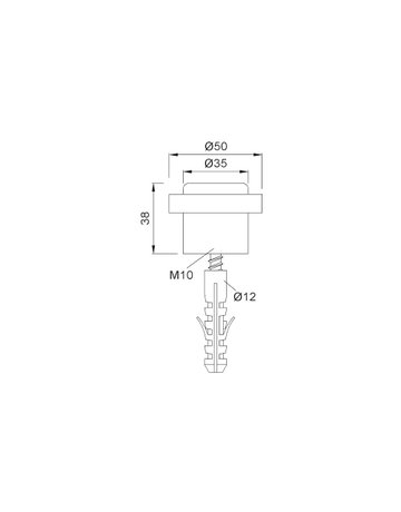 Bild Bodentürstopper, 2093, H 38mm, Ø 35mm, Aluminium, dunkelbraun eloxiert - KWS-1