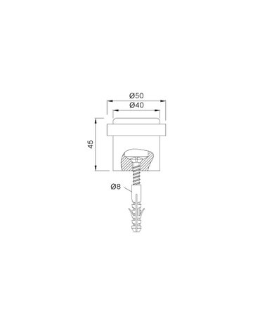 Bild Bodentürstopper, 2095, H 45mm, Ø 40mm, Edelstahl, edelstahl geschliffen - KWS-1