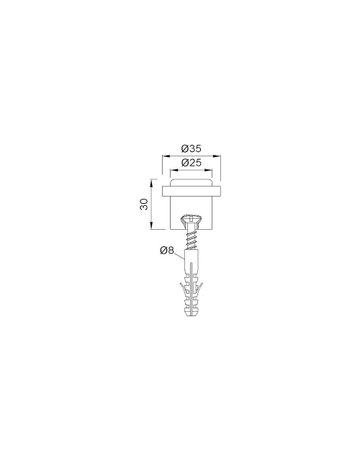Bild Bodentürstopper, 2097, H 30mm, Ø 25mm, Aluminium, messingfarbig eloxiert - KWS-1