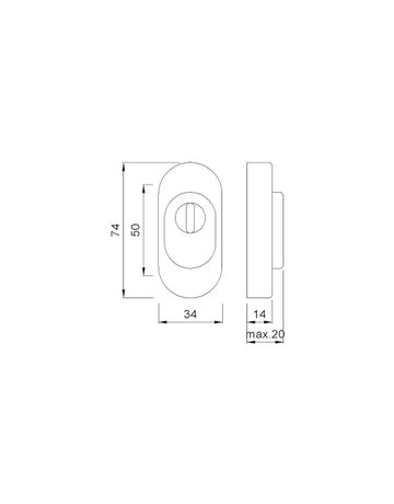 Bild KWS Schutzrosette 3460, oval, 14mm, ZA/UG, si eloxiert-1