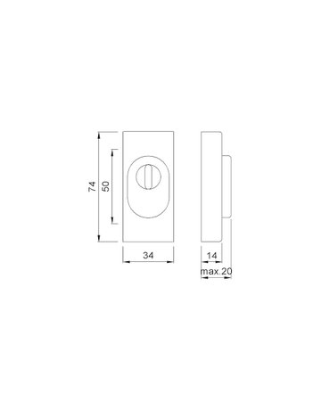 Bild KWS Schutzrosette 3461, eckig/rund, 14mm, ZA/UG, ER matt geb.-1