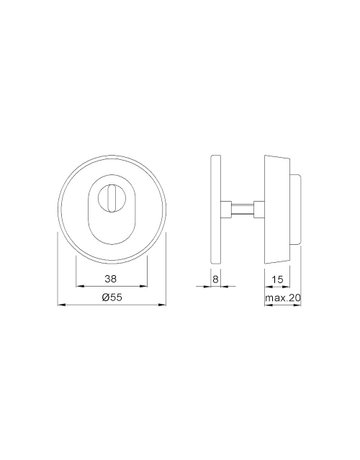 Bild KWS Schutzrosette 3462, rund, 15mm, ZA/UG, ER matt geb.-1
