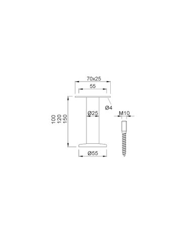 Bild GA-Trennwandstütze, 4005, Aluminium, naturfarbig, eloxiert, H 150 mm - KWS-1