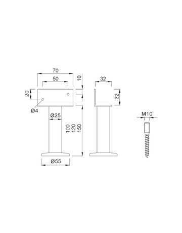 Bild GA-Trennwandstütze, 4011, edelstahl, matt gebürstet, H 120 mm - KWS-1