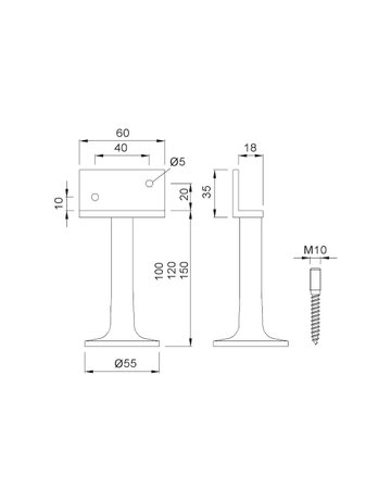Bild GA-Trennwandstütze, 4161, Aluminium, neusilberfarbig, eloxiert, H 120 mm - KWS-1