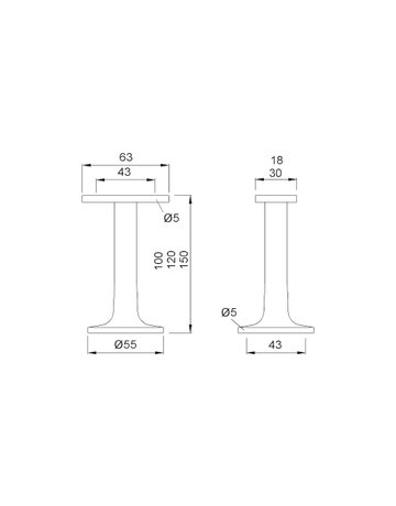 Bild GA-Trennwandstütze, 4163, Aluminium, neusilberfarbig, eloxiert, H 120 mm - KWS-1