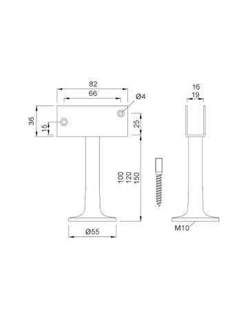 Bild GA-Trennwandstütze, 4168, Aluminium, neusilberfarbig, eloxiert, H 100 mm - KWS-1