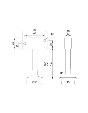 Bild GA-Trennwandstütze, 4169, Aluminium, neusilberfarbig, eloxiert, H 120 mm - KWS-1