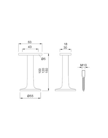 Bild GA-Trennwandstütze, 4259, Aluminium, naturfarbig, eloxiert, H 150 mm - KWS-1