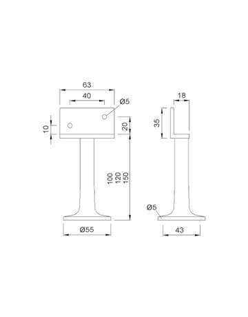 Bild GA-Trennwandstütze, 4265, Aluminium, neusilberfarbig, eloxiert, H 150 mm - KWS-1