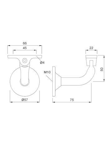 Bild KWS 4513 Handlaufstütze für 75 mm Wandabstand-1